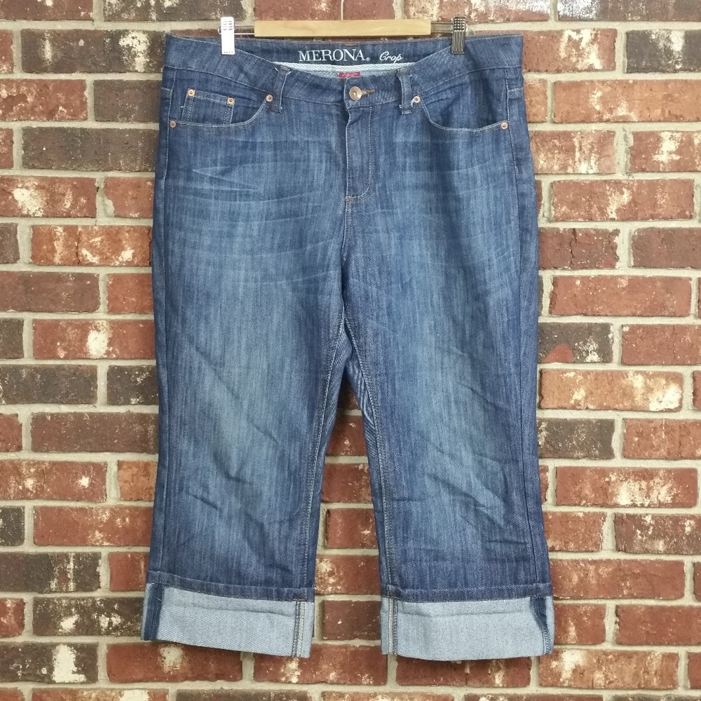 Merona Blue Crop Cuffed Denim Jeans Regular Fit 1